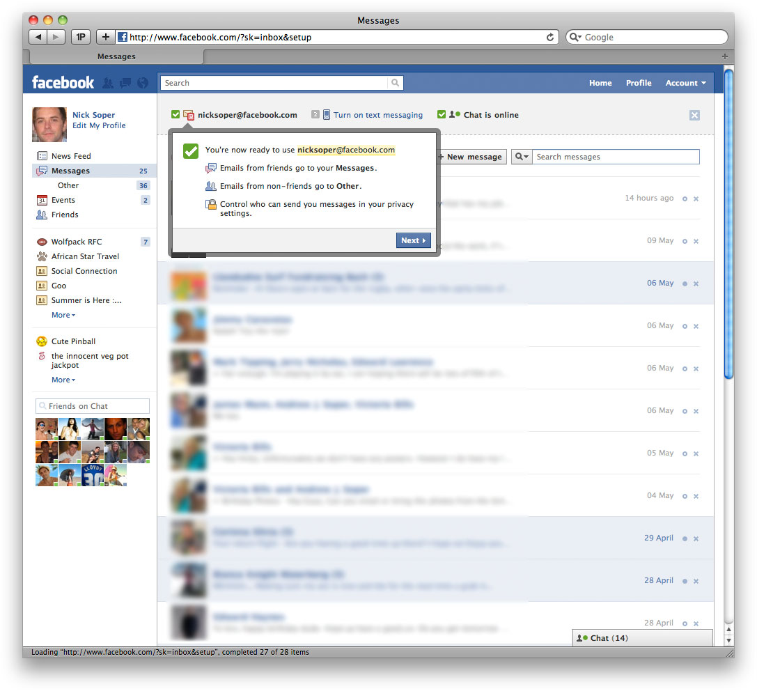 Facebook Mail Turns on - Step 3