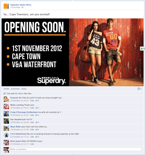Superdry South Africa Facebook Post 1