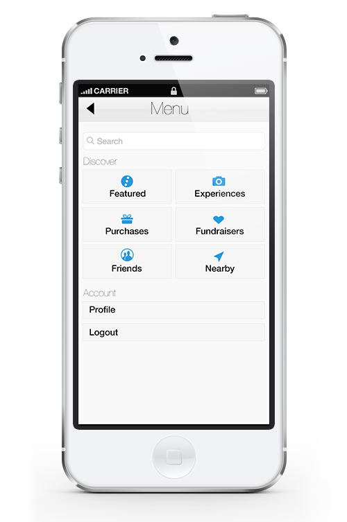 Crowdtilt iOS App Menu Design